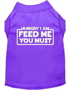 Pet Dog & Cat Shirt Screen Printed, "Hungry I Am, Feed Me You Must"