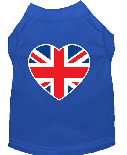 Pet Dog & Cat Shirt Screen Printed, "British Flag Heart"