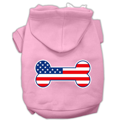 Pet Dog & Cat Hoodie Screen Printed, "Bone Shaped American Flag"