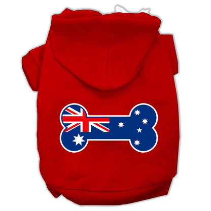 Pet Dog & Cat Hoodie Screen Printed, "Bone Shaped Australian Flag"