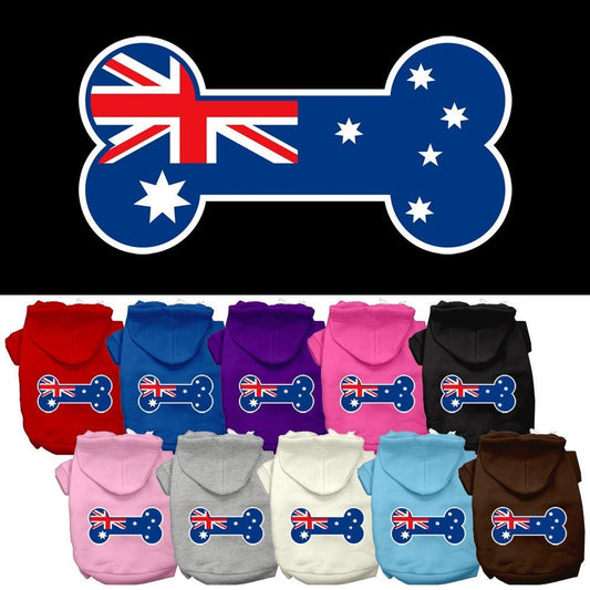 Pet Dog & Cat Hoodie Screen Printed, "Bone Shaped Australian Flag"