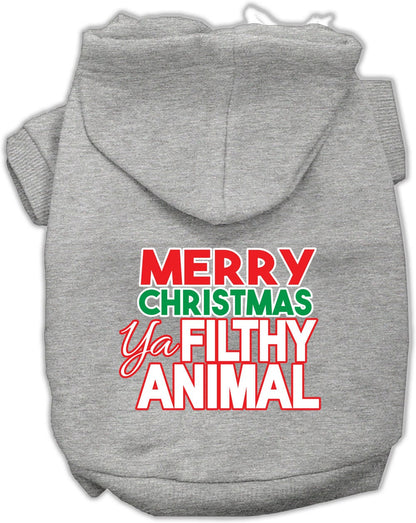 Christmas Pet Dog & Cat Hoodie Screen Printed, "Merry Christmas Ya Filthy Animal"