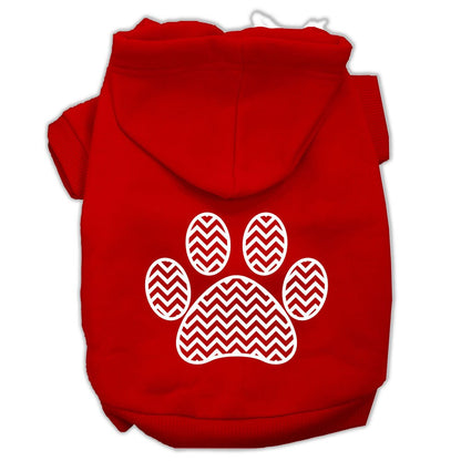 Pet Dog & Cat Hoodie Screen Printed, "Chevron Paw Print"