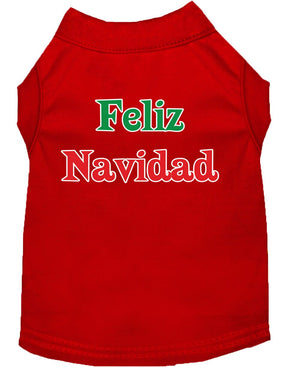 Christmas Screenprinted Dog Shirt, "Feliz Navidad"