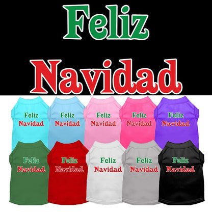 Christmas Screenprinted Dog Shirt, "Feliz Navidad"