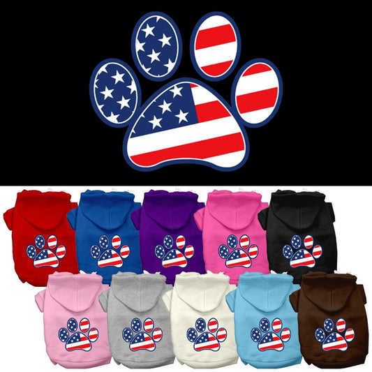 Pet Dog & Cat Hoodie Screen Printed, "Patriotic Paw"