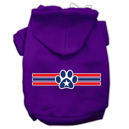 Pet Dog & Cat Hoodie Screen Printed, "Patriotic Star Paw"