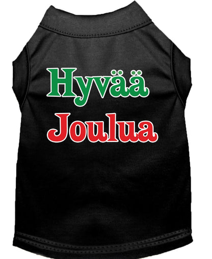 Christmas Screenprinted Dog Shirt, "Hyvaa Joulua"