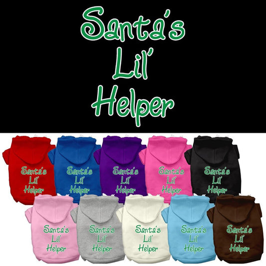 Christmas Pet Dog & Cat Hoodie Screen Printed, "Santa's Lil Helper"