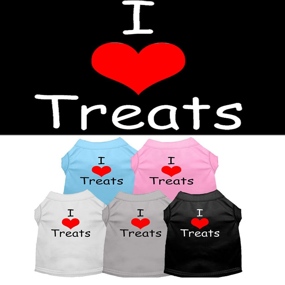 Pet Dog & Cat Shirt Screen Printed, "I Love Treats"
