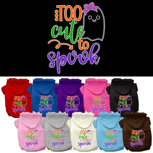 Halloween Pet, Dog & Cat Hoodie Screen Printed, "Too Cute To Spook Girly Ghost"