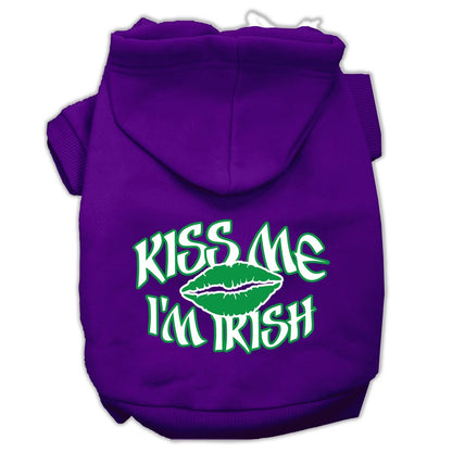 Pet Dog & Cat Hoodie Screen Printed, "Kiss Me I'm Irish"