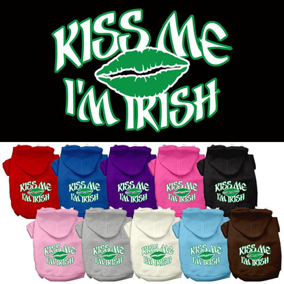 Pet Dog & Cat Hoodie Screen Printed, "Kiss Me I'm Irish"