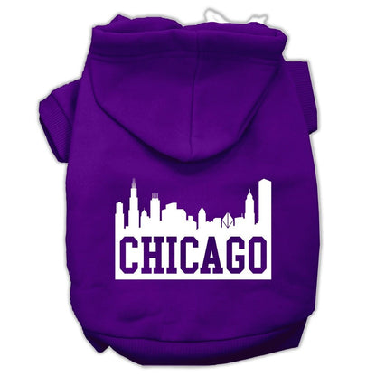 Pet, Dog & Cat Hoodie Screen Printed, "Chicago Skyline"