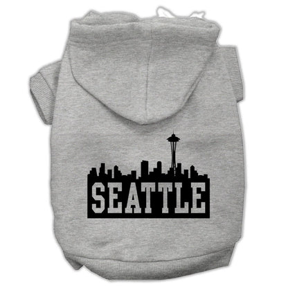 Pet Dog & Cat Hoodie Screen Printed, "Seattle Skyline"