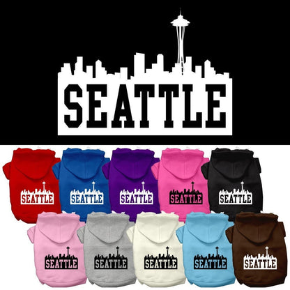 Pet Dog & Cat Hoodie Screen Printed, "Seattle Skyline"