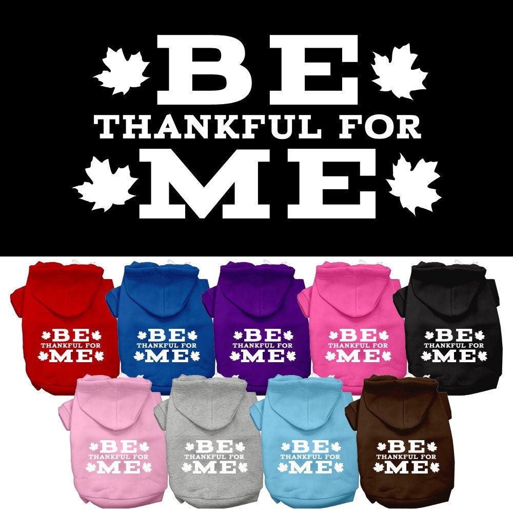 Thanksgiving Pet Dog & Cat Hoodie Screen Printed, "Be Thankful for Me"