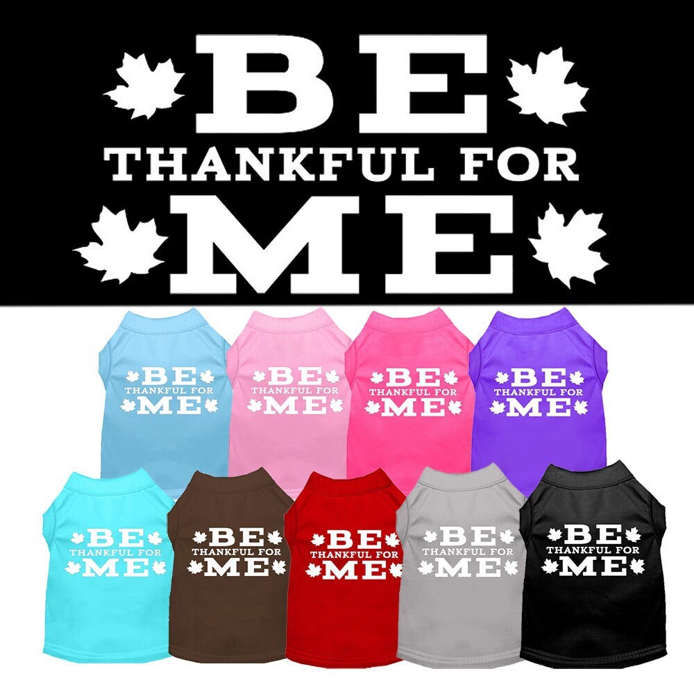 Thanksgiving Screen Print Pet Shirt, "Be Thankful For Me"