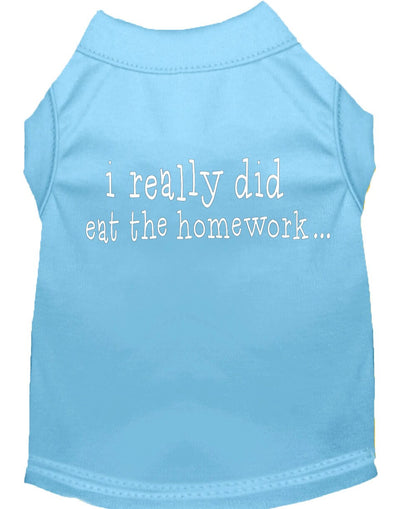 Pet Dog & Cat Shirt Screen Printed, "I Really Did Eat The Homework"