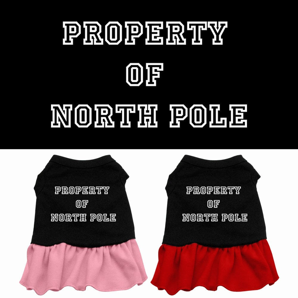 Christmas Pet Dog & Cat Dress Screen Printed, "Property Of North Pole"
