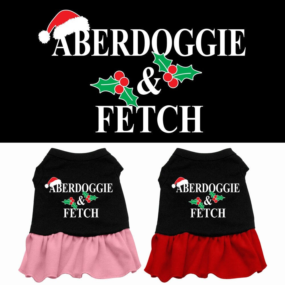 Christmas Pet Dog & Cat Dress Screen Printed, "Aberdoggie Christmas"