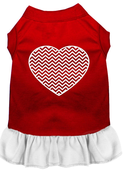 Pet Dog & Cat Dress Screen Printed, "Chevron Heart"