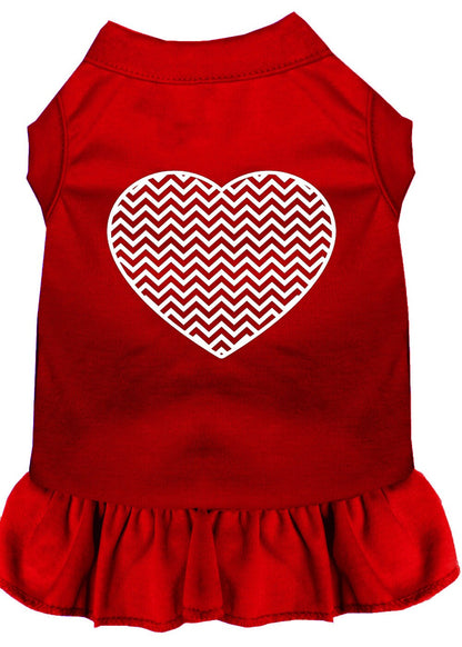 Pet Dog & Cat Dress Screen Printed, "Chevron Heart"