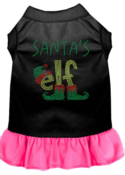 Christmas Pet Dog & Cat Dress Rhinestone, "Santa's Elf"