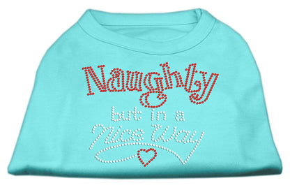 Christmas Pet Dog & Cat Shirt Rhinestone, "Naughty, But In A Nice Way"