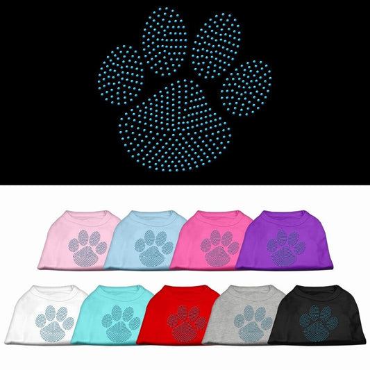 Pet Dog & Cat Shirt Rhinestone, "Blue Paw"