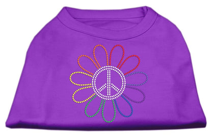 Pet Dog & Cat Shirt Rhinestone, "Rainbow Flower Peace Sign"