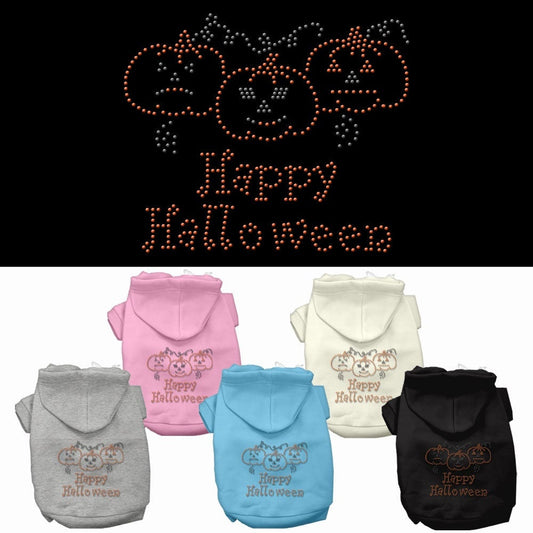 Halloween Pet Dog & Cat Hoodie Rhinestone, "Happy Halloween"