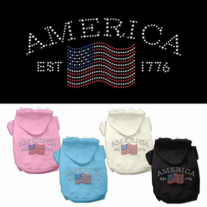 Pet, Dog & Cat Hoodie Rhinestone, "Classic American"