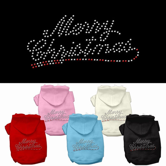 Christmas Pet, Dog & Cat Hoodie Rhinestone, "Merry Christmas"