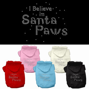 Christmas Pet Dog & Cat Hoodie Rhinestone, "I Believe In Santa Paws"