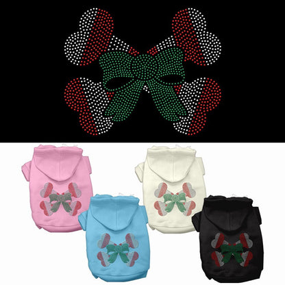 Christmas Pet Dog & Cat Hoodie Rhinestone, "Candy Cane Crossbones"