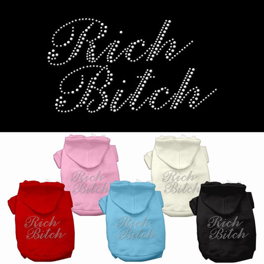 Pet, Dog & Cat Hoodie Rhinestone, "Rich Bitch"