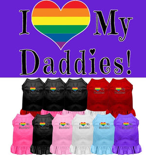 Pet Dog & Cat Dress Screen Printed, "I Heart My Daddies"