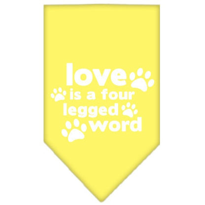Pet and Dog Bandana Screen Printed, "Love Is A Four Legged Word"