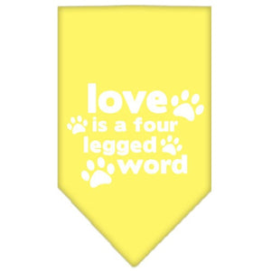 Pet and Dog Bandana Screen Printed, "Love Is A Four Legged Word"
