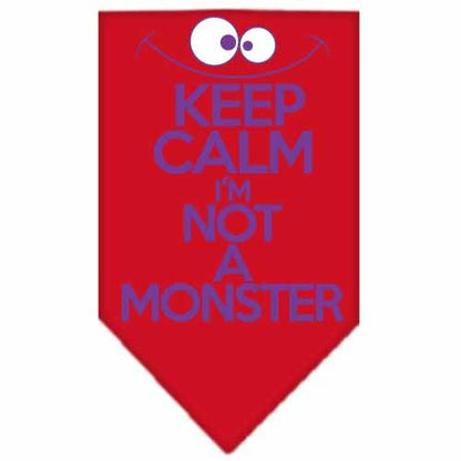 Pet and Dog Bandana Screen Printed, "Keep Calm, I'm Not A Monster"