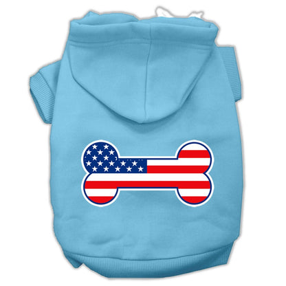 Pet Dog & Cat Hoodie Screen Printed, "Bone Shaped American Flag"