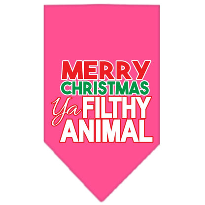 Christmas Pet and Dog Bandana Screen Printed, "Merry Christmas, Ya Filthy Animal"