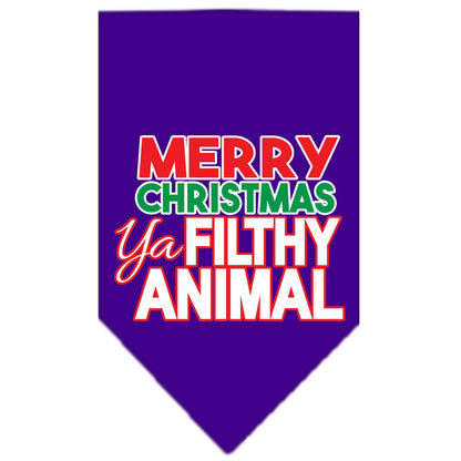 Christmas Pet and Dog Bandana Screen Printed, "Merry Christmas, Ya Filthy Animal"