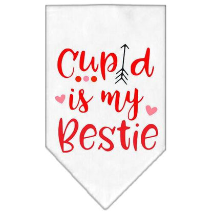 Pet and Dog Bandana Screen Printed, "Cupid Is My Bestie"