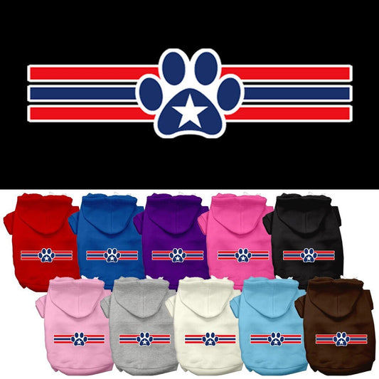 Pet Dog & Cat Hoodie Screen Printed, "Patriotic Star Paw"