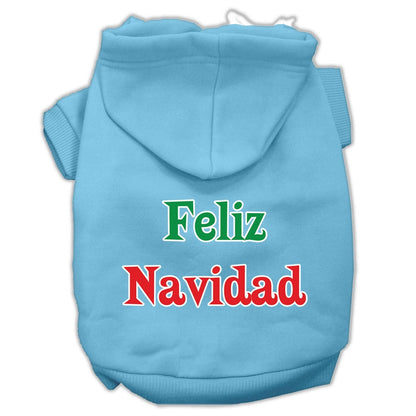 Christmas Pet Dog & Cat Hoodie Screen Printed, "Feliz Navidad"