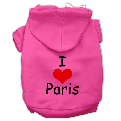 Pet, Dog & Cat Hoodie Screen Printed, "I Love Paris"