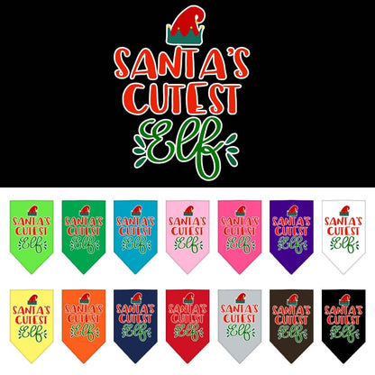 Christmas Pet and Dog Bandana Screen Printed, "Santa's Cutest Elf"