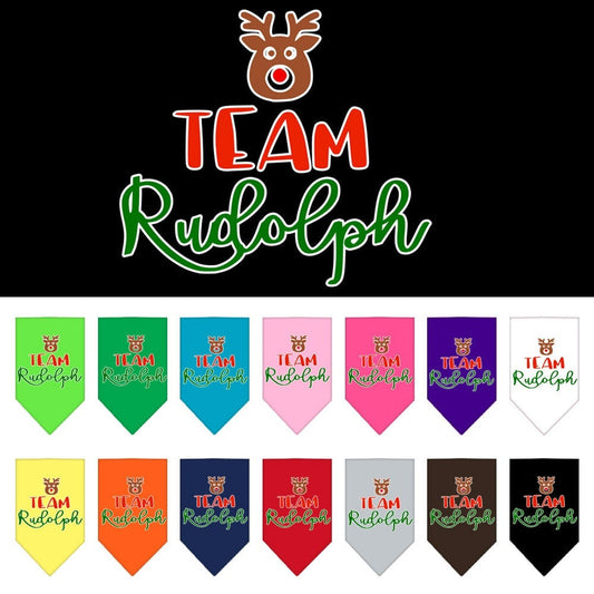 Christmas Pet and Dog Bandana Screen Printed, "Team Rudolph"